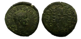 Caesar Augusta. Época de Tiberio. Semis. Mitad. 14-36 d.C. Zaragoza. (Abh-375). (Acip-3081). Anv.: TI CAESAR DIVI AVG F AVGVSTVS. Cabeza laureada a de...