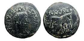 Calagurris. Época de Augusto. As. Unidad. 27 a.C.-14 d.C Calahorra (La Rioja). (Abh-421). Anv.: Cabeza laureada de Augusto a derecha, alrededor IMP. A...