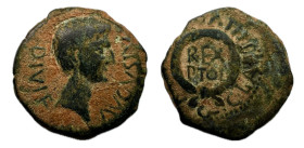 Cartagonova. Época de Augusto. Semis. Mitad. 27 a.C.-14 d.C. Cartagena (Murcia). (Abh-590). (Acip-3142). Anv.: Cabeza desnuda de Augusto a derecha, al...