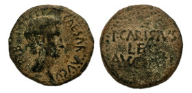 Emerita Augusta. Época de Augusto. As.Unidad 27 a.C. Mérida (Badajoz). (Abh-987). Anv.: Cabeza desnuda de Augusto a derecha, alrededor CAESAR. AVGVST....