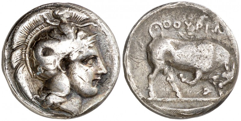 (300-280 a.C.). Italia. Turium. Didracma. (S. 446 var) (CNG. I, 1263). 6,85 g. S...