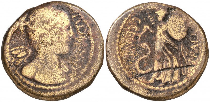 (45 a.C.). Julio César. Dupondio. (Spink 1417) (Co. 7) (Craw. 476/1a). 14,39 g. ...