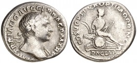 (108 d.C.). Trajano. Denario. (Spink 3136) (S. 118) (RIC. 96). 2,77 g. MBC.