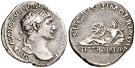 (113 d.C.). Trajano. Denario. (Spink 3173 var) (S. 648b) (RIC. 267). 3,13 g. MBC.