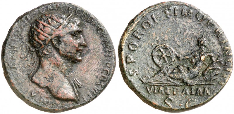 (113 d.C.). Trajano. Dupondio. (Spink 3226 var) (Co. 652 var) (RIC. 641 var). 10...