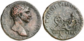 (113 d.C.). Trajano. Dupondio. (Spink 3226 var) (Co. 652 var) (RIC. 641 var). 10,79 g. MBC/MBC+.