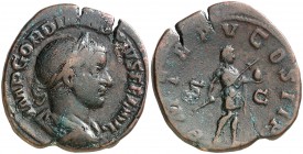 (242-243 d.C.). Gordiano III. Sestercio. (Spink 8733 var) (Co. 267) (RIC. 307a). 18,30 g. MBC.