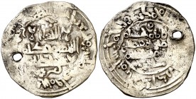 AH 392. Califato. Hixem II. Medina Fez. Dirhem. (V. 615). 3,30 g. Perforación. Rara. (MBC-).