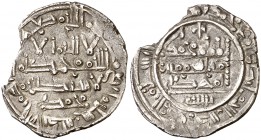 AH 400. Califato. Mohamad II. Al Andalus. Dirhem. (V. 687) (Fro. 194) (Prieto 9). 2,65 g. Cospel algo faltado y grieta que cruza la moneda. Muy rara. ...