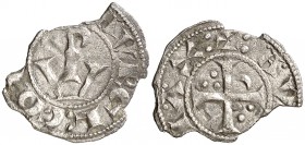 Comtat d'Urgell. Aurembiaix (1228-1231). Agramunt. Diner. (Cru.V.S. falta) (Cru.C.G. 1941). 0,65 g. Cospel faltado. Rarísima. (MBC-).