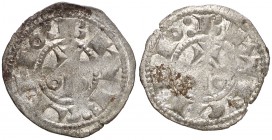 Alfons I (1162-1196). Barcelona. (Cru.C.G. 2100c y 2100d). Lote de dos diners diferentes. MBC/MBC+.