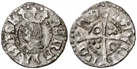 Ferran II (1479-1516). Barcelona. Diner. (Cru.V.S. 1163 var) (Cru.C.G. 3085b var) (Cal. 149). 0,77 g. Ex Colección Berceo 15/12/1998, nº 185. MBC.
