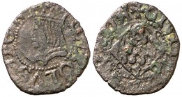 s/d. Carlos I. Girona. 1 diner. (Cal. falta tipo) (Cru.C.G. 3736). 0,59 g. Busto a izquierda. Rara. MBC-/BC+.