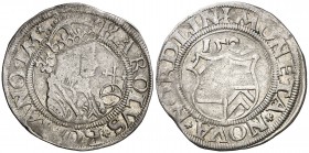 1527. Carlos I. Nordlingern. 1/2 batzen. (Kr. MB60) (W. Schulten 2424). 1,79 g. Ex Áureo & Calicó 30/05/2018, nº 1477. MBC.