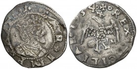 1554. Carlos I. Sicilia. 1 tari. (Cru.C.G. 4175s, mismo ejemplar). 2,80 g. BC+/MBC-.