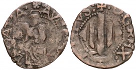s/d. Felipe II. Puigcerdà. 1 ardit. (Cal. 842) (Cru.C.G. 3829). 0,90 g. A partir de 1576. Rara. MBC-/BC+.