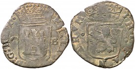 s/d. Felipe II. Burgos. 1 cuartillo. (Cal. 786) (J.S. A-5). 2,63 g. MBC.