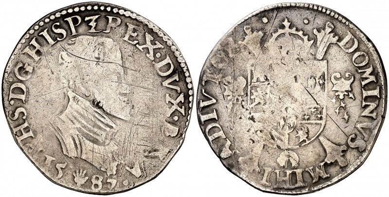 1587. Felipe II. Amberes. 1/5 de escudo Felipe. (Vti. 898) (Vanhoudt 367.AN) (Va...