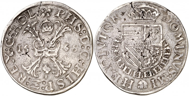 1568. Felipe II. Dordrecht. 1 escudo Borgoña. (Vti. 1319) (Vanhoudt 290.DO) (Van...