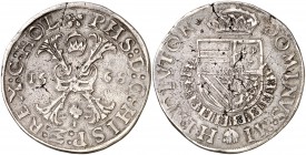 1568. Felipe II. Dordrecht. 1 escudo Borgoña. (Vti. 1319) (Vanhoudt 290.DO) (Van Gelder & Hoc 240-11a). 28,93 g. MBC/MBC-.