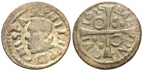 1615. Felipe III. Barcelona. 1 diner. (Cal. 606) (Cru.C.G. 4347a). 0,69 g. MBC.