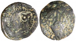 (1600). Felipe III. Barcelona. 1 dobler. (Cal. falta) (Cru.C.G. 4344a). 0,74 g. HISPA. Contramarca: B en anverso. Muy escasa. (BC+/MBC-).
