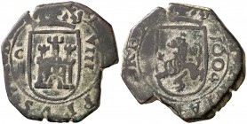 1604. Felipe III. Cuenca. 8 maravedís. (Cal. 652) (J.S. D-67) (Seb. 63). 6,74 g. Pátina verde. Buen ejemplar. MBC+/MBC.
