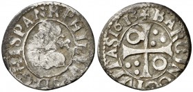 1613. Felipe III. Barcelona. 1/2 croat. (Cal. 537). 1,27 g. Ex Áureo & Calicó 11/12/2014, nº 2774. BC+/MBC-.