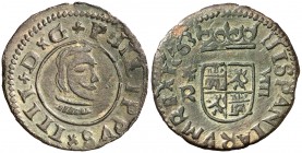 1663. Felipe IV. Coruña. R. 8 maravedís. (Cal. 1305) (J.S. M-156) (Seb. 152). 2,04 g. Pátina verde. MBC+.