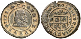 1662. Felipe IV. Granada. N. 8 maravedís. (Cal. 1363) (J.S. M-243) (Seb. 262). 2,51 g. Alabeada. Buen ejemplar. MBC+.