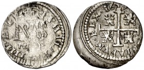 1627. Felipe IV. Segovia. P. 1/2 real. (Cal. 1195). 1,45 g. Acueducto de 2 arcos. Algo descentrada. MBC-/MBC.