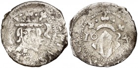 1624. Felipe IV. Valencia. 1 divuitè. (Cal. 1099) (Cru.C.G. 4434a). 2,12 g. BC+/MBC-.