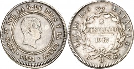 1821. Fernando VII. Bilbao. UG. 10 reales. (Cal. 702). 13,05 g. MBC.