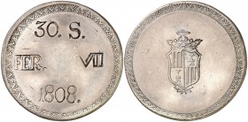 1808. Fernando VII. Mallorca. 30 sous. (Cal. 522). 26,61 g. MBC+.