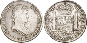 1817. Fernando VII. México. JJ. 8 reales. (Cal. 560). 26,78 g. BC+/MBC-.