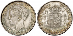 1900*1900. Alfonso XIII. SMV. 1 peseta. (Cal. 44). 5 g. EBC.