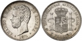 1871*1871. Amadeo I. SDM. 5 pesetas. (Cal. 5). 24,94 g. EBC-/EBC.