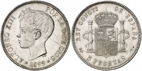 1899*1899. Alfonso XIII. SGV. 5 pesetas. (Cal. 28). 24,89 g. Leves rayitas. EBC-.