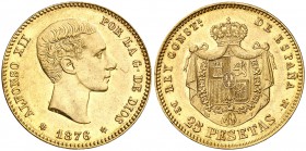 1876*1876. Alfonso XII. DEM. 25 pesetas. (Cal. 1). 8,05 g. Rayitas. EBC-.