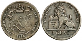 1856. Bélgica. Leopoldo I. 1 céntimo. (Kr. 1.2). 1,97 g. CU. Escasa. MBC.
