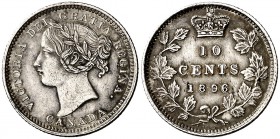 1896. Canadá. Victoria. 10 centavos. (Kr. 3). 2,31 g. AG. EBC-.