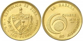 1979. Cuba. 100 pesos. (Fr. 9) (Kr. 45). 12,07 g. AU. Cumbre de países no alineados. S/C.