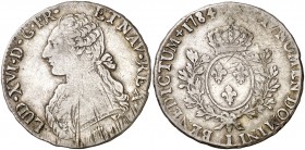 1784. Francia. Luís XVI. Limoges. 1 ecu. (Kr. 564.7). 28,94 g. Rayitas de acuñación. MBC-.