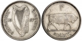 1937. Irlanda. 1 chelín. (Kr. 6). 5,58 g. AG. Escasa. MBC+.