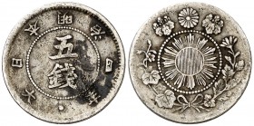 Año 4 (1871). Japón. Mutsuhito. 5 sen. (Kr. 6.1). 1,18 g. AG. MBC-.