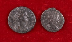 Monedas romanas. Lote de 2 antoninianos (Galieno y Aureliano). A examinar. MBC-.