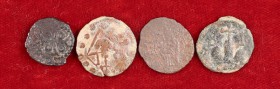 Moneda local. Lote formado por 1 senyal de Agramunt, 2 ardits de Bellpuig y 1 diner de Puigcerdà. Total 4 monedas. A examinar. BC/MBC.