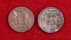 1719 y 1720. Felipe V. Barcelona y Zaragoza. 2 maravedís. BC/BC+.