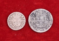 1738 y 1751. Madrid. 1/2 y 1 real. Lote de 2 monedas. MBC-/MBC.