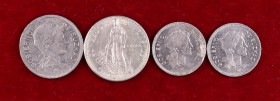 1937. 1 (dos) y 2 pesetas (dos). Lote formado por 3 monedas de Euzkadi y una del Consejo de Asturias y León. A examinar. EBC-.